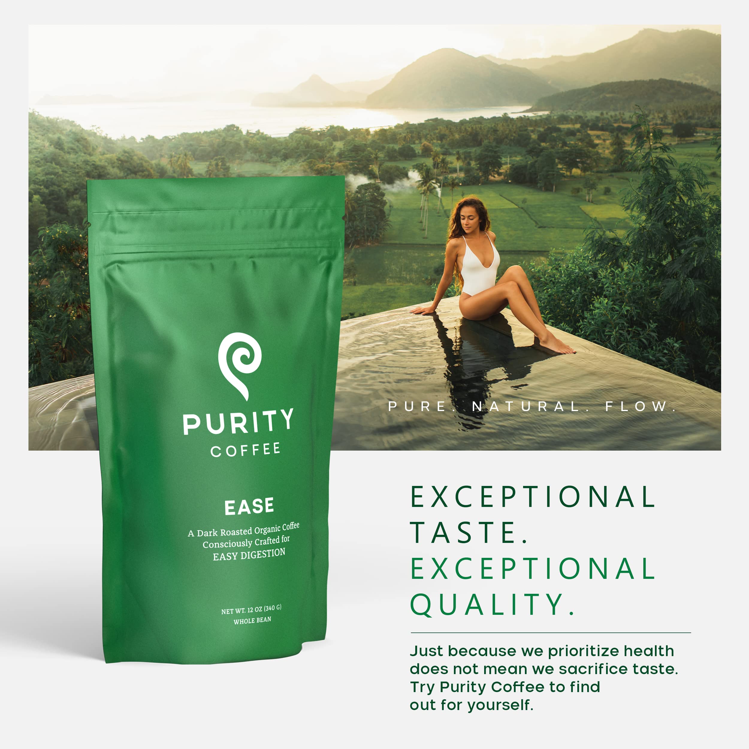 Purity Coffee EASE nitrogen-flushed bag preserves freshness