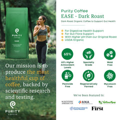 Purity Coffee EASE nitrogen-flush packaging preserves freshness and flavor.
