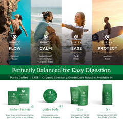 Purity Coffee EASE nitrogen-flushed packaging preserves freshness.