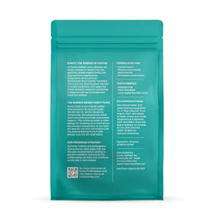 Purity Coffee Flow Original Medium Roast bag closeup highlights organic beans and clean sourcing.