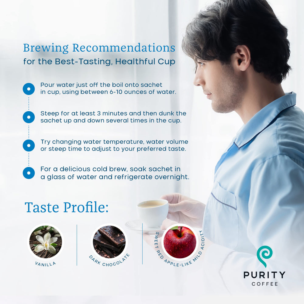 Purity Coffee nitrogen-flushed package keeps freshness and aroma intact.