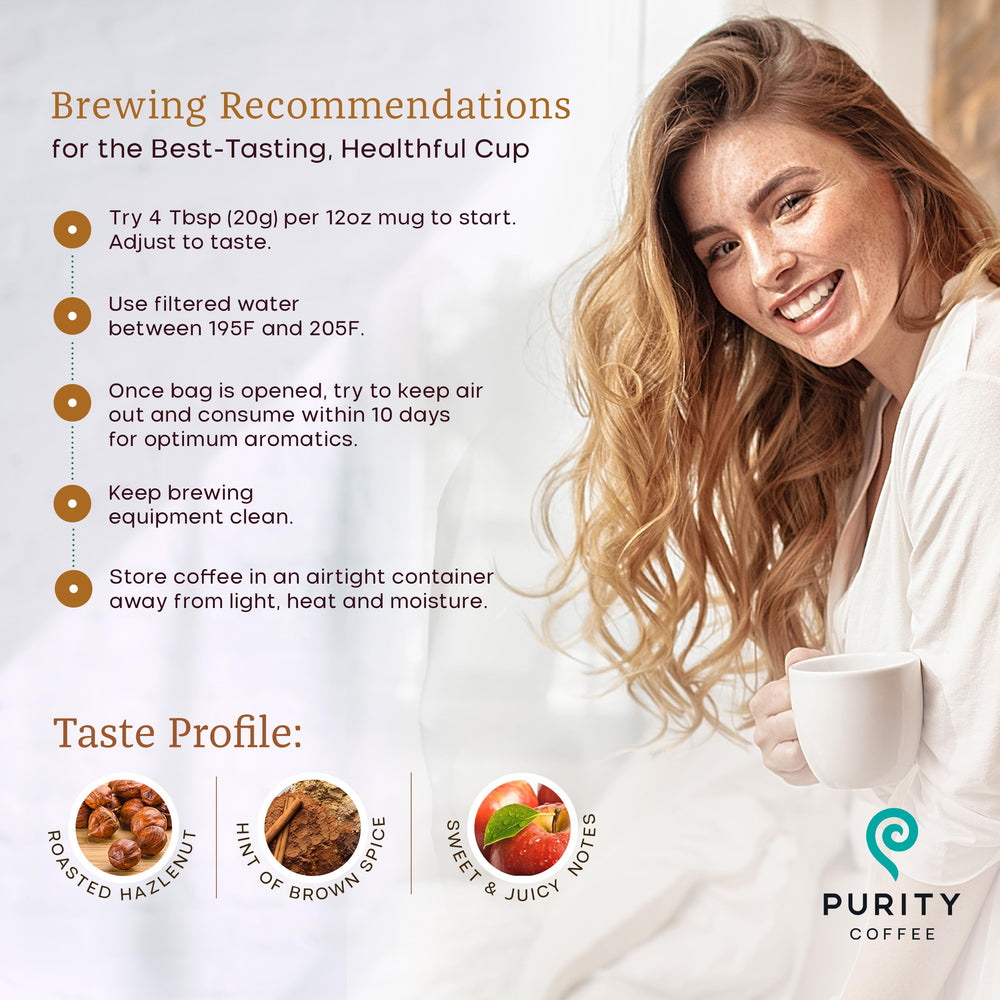 Purity Coffee PROTECT ground on kitchen counter ready for brew.