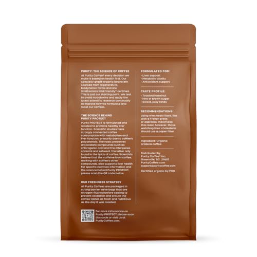 Purity Coffee PROTECT organic label emphasizes regenerative farming and clean sourcing.