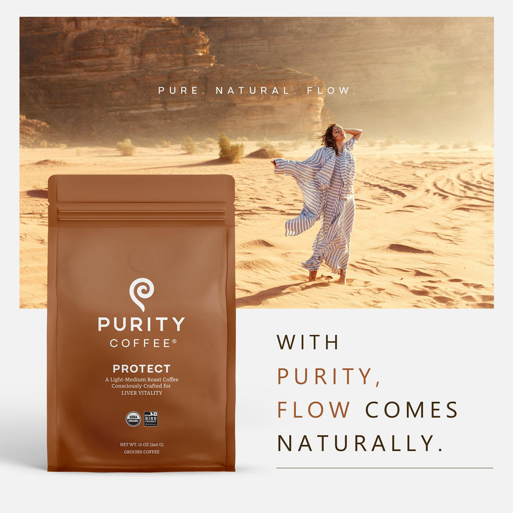 Pour-over brewing setup with Purity Coffee PROTECT for rich aroma.