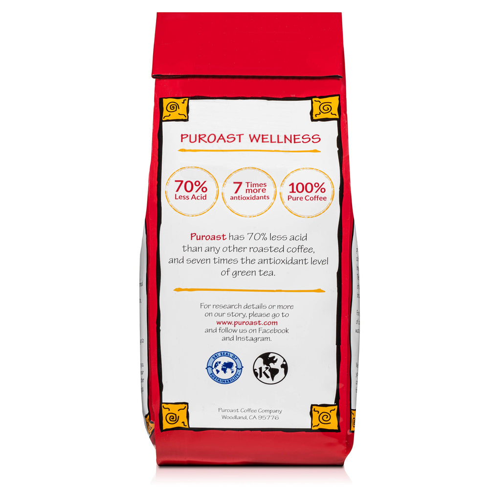 Puroast Antioxidants-Boost Label emphasizes high antioxidant levels in every cup.