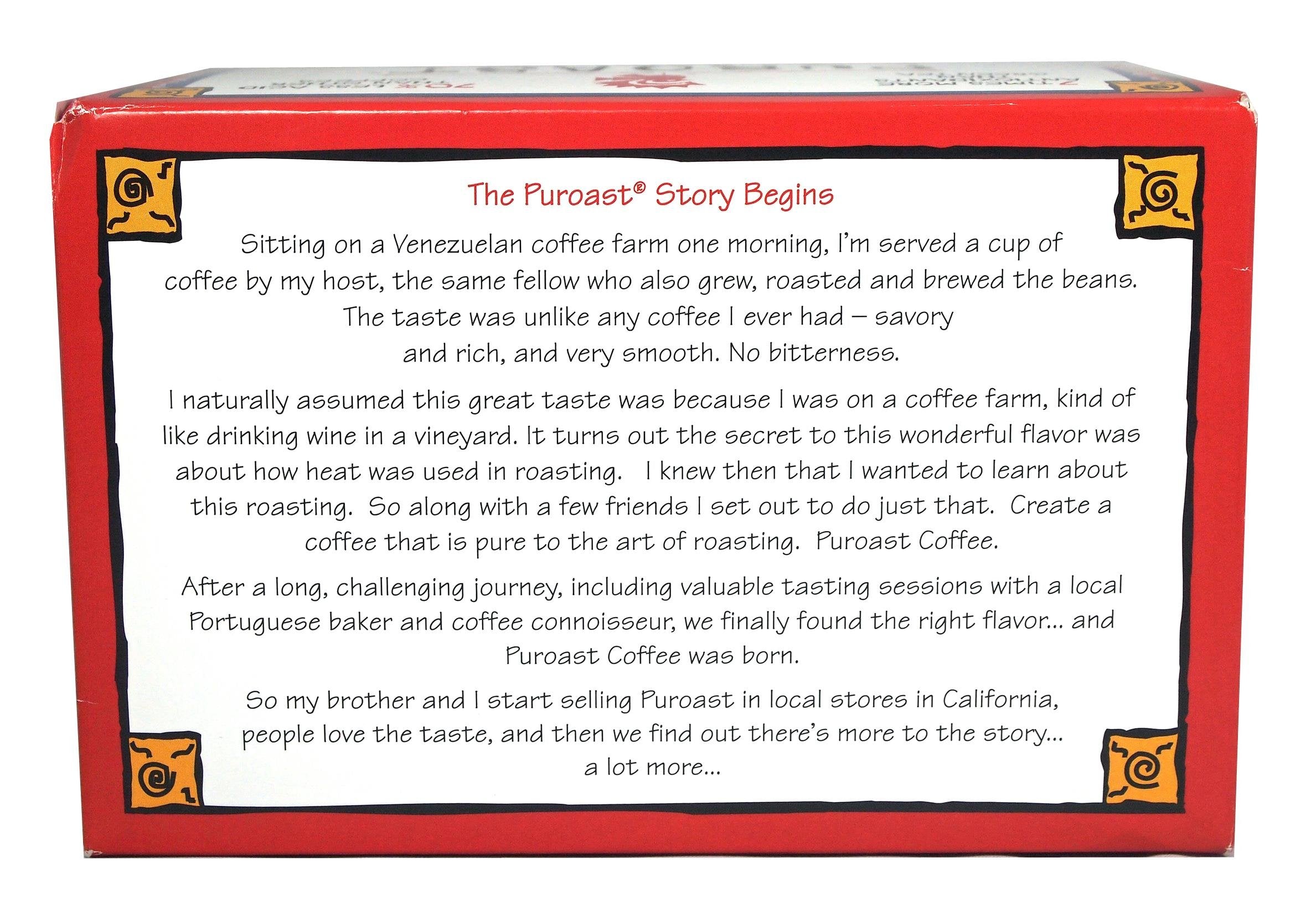 Puroast carbon-neutral roasting process highlighted in packaging.