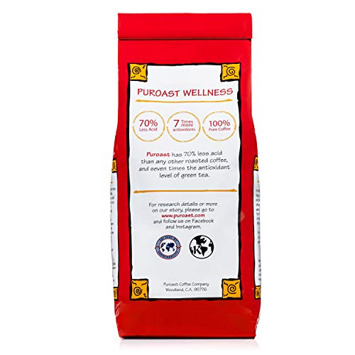 Puroast coffee bag on kitchen counter with sustainable packaging