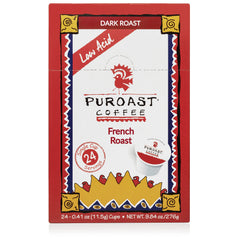 Puroast low-acid label highlights 70% less acid for friendly brewing
