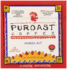 Puroast low-acid coffee bag emphasizes smooth, gut-friendly experience.