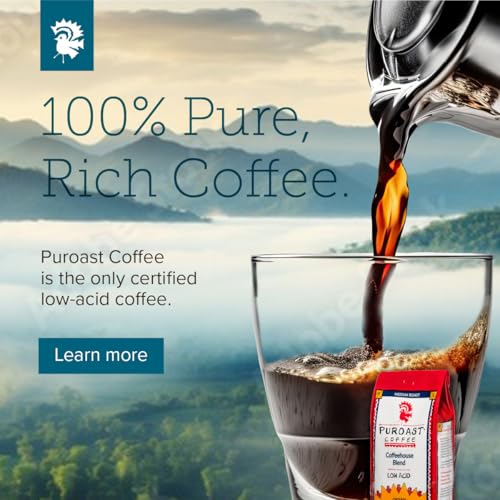 Puroast low-acid house blend pods for a smooth morning brew.