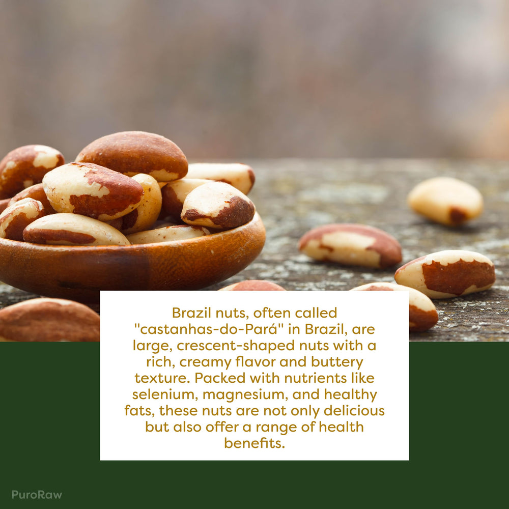 PuroRaw Brazil Nuts raw 1lb pack showcasing buttery texture.