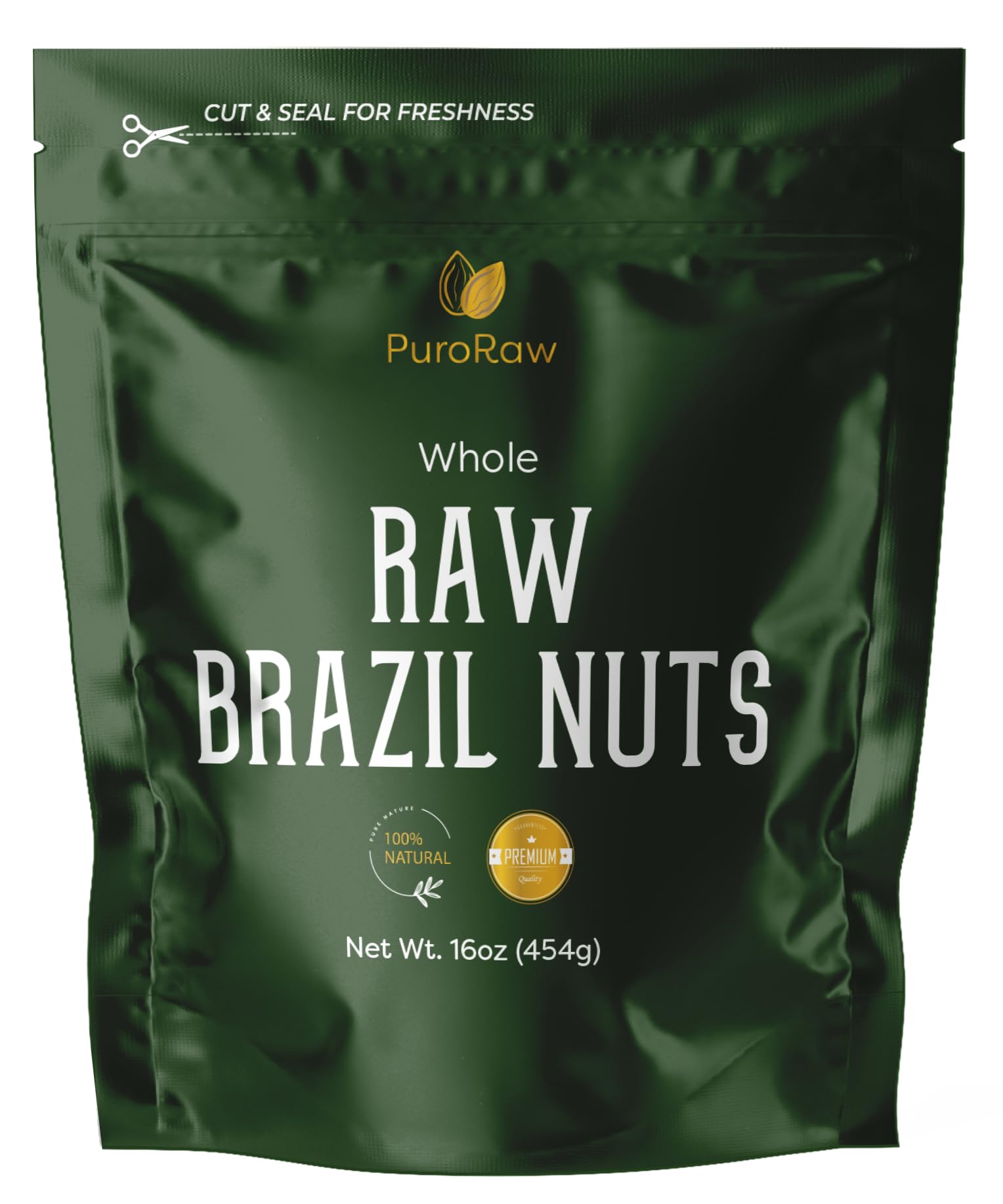 PuroRaw Brazil Nuts unsalted snack ready-to-go.