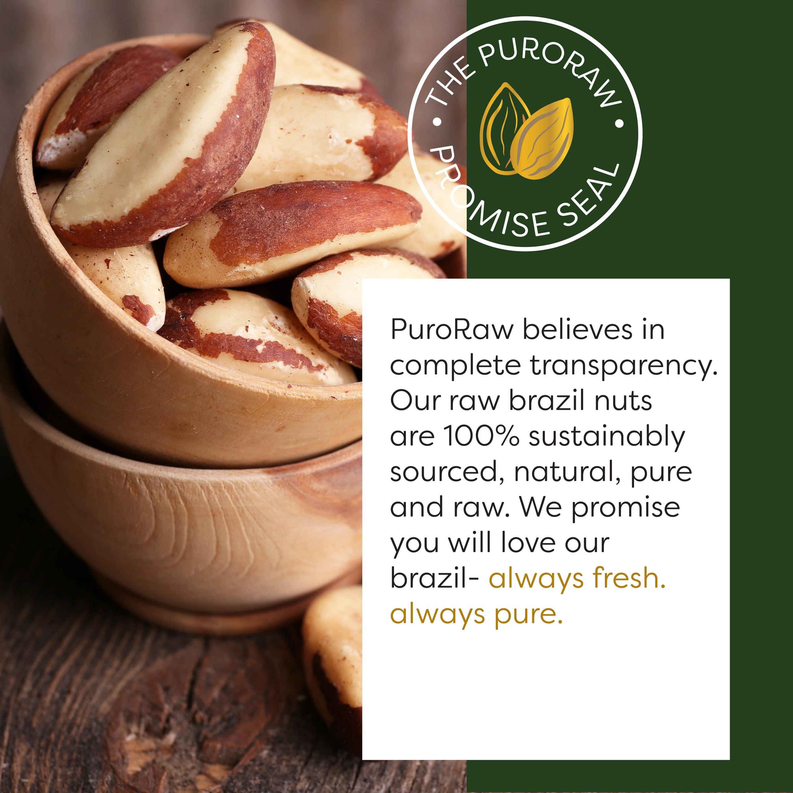 PuroRaw Brazil Nuts unsalted: perfect for trail mixes and baking.