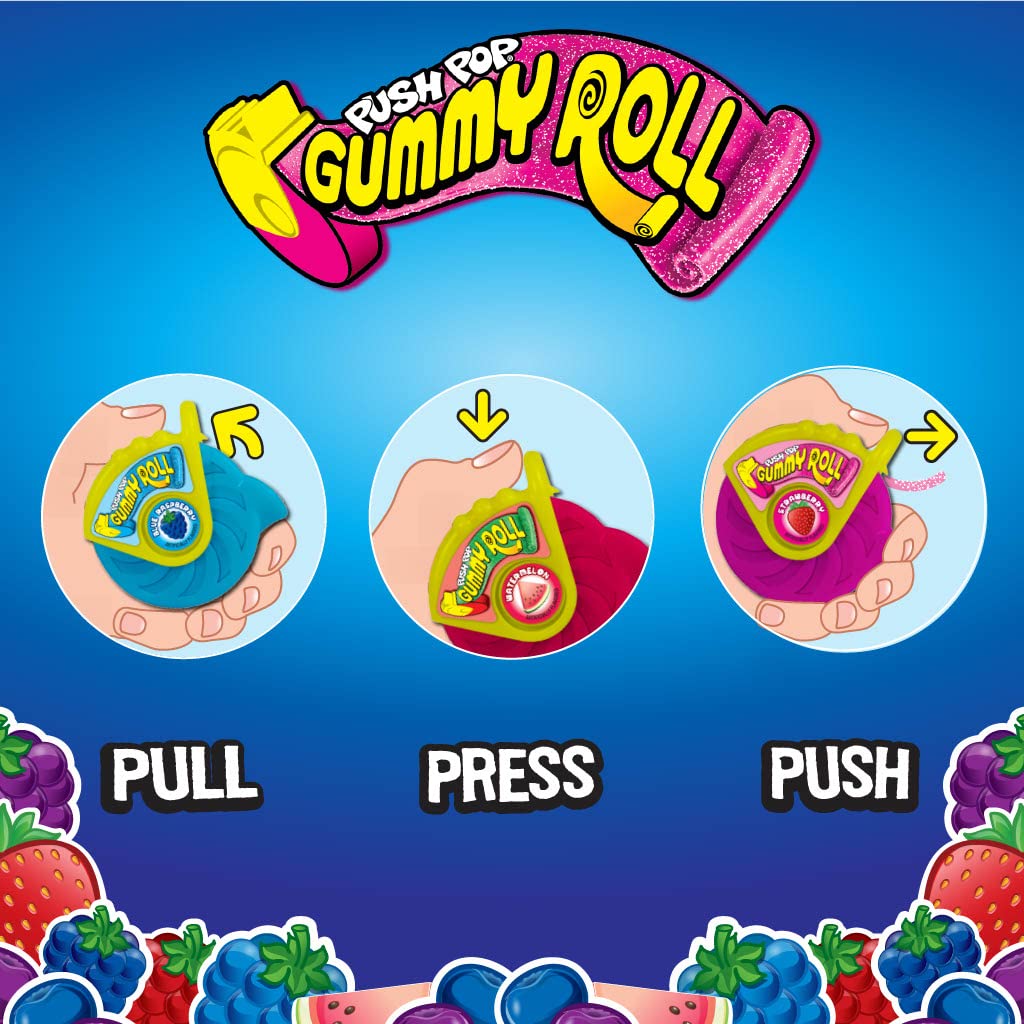 Push Pop Gummy Roll 8-pack display suitable for Easter gifting.