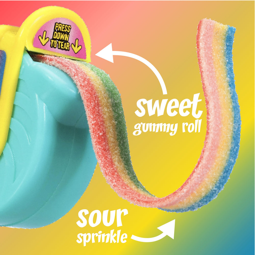 Push Pop Gummy Roll Blue Raspberry flavor ideal for party favors.
