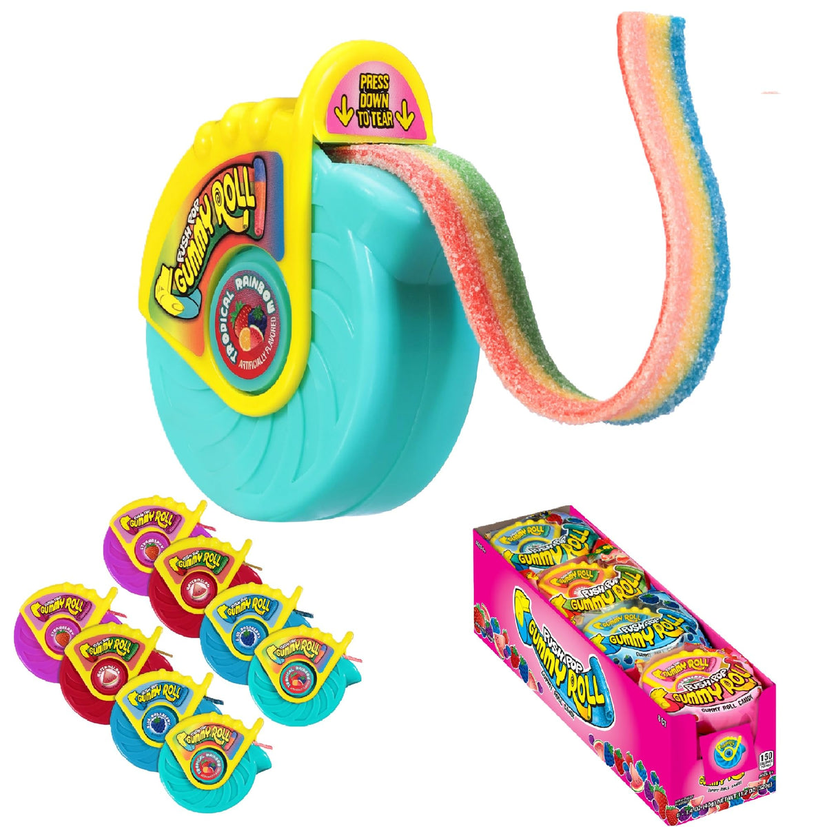 Push Pop Gummy Roll dispenser shown for easy Easter candy sharing.