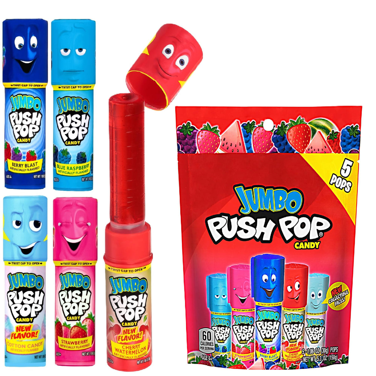 Push Pop Jumbo strawberry lollipop for on-the-go snacking.