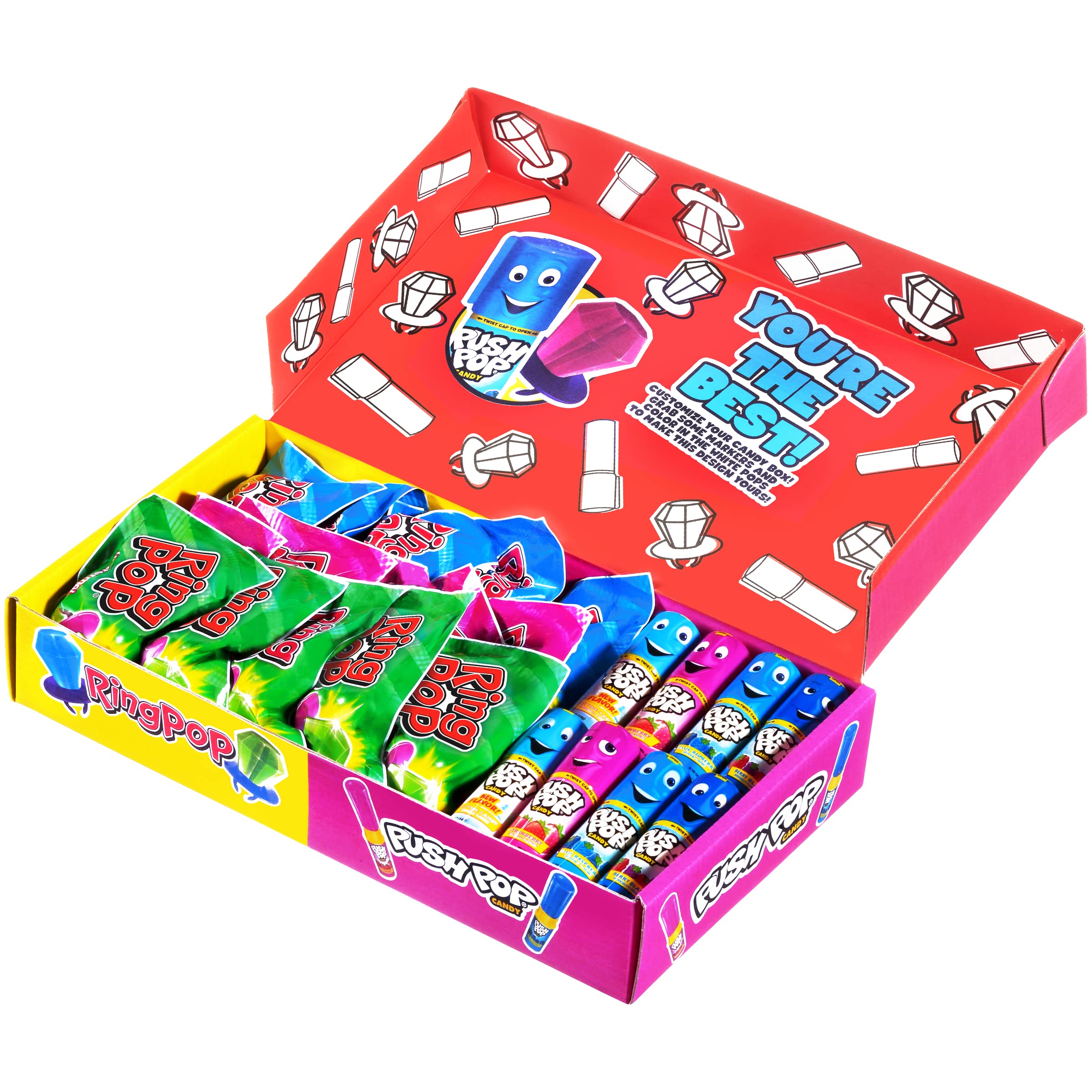 Push Pop flavors: berry blast, cotton candy, strawberry for variety and fun.