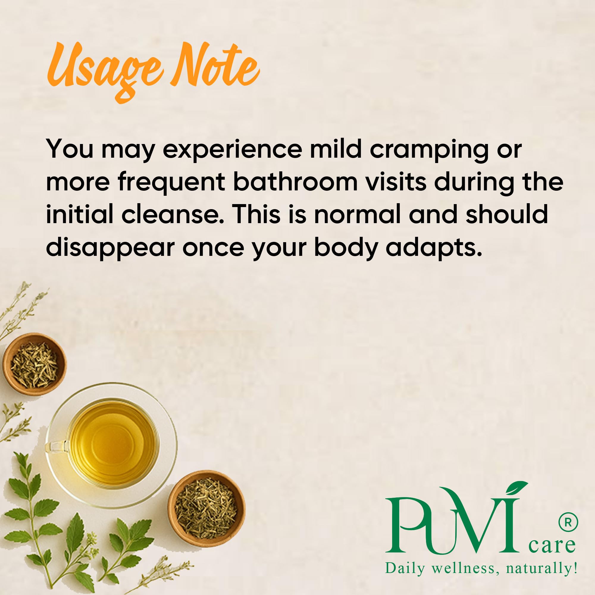 PUVI Care tea being poured into a mug, easy to enjoy anytime