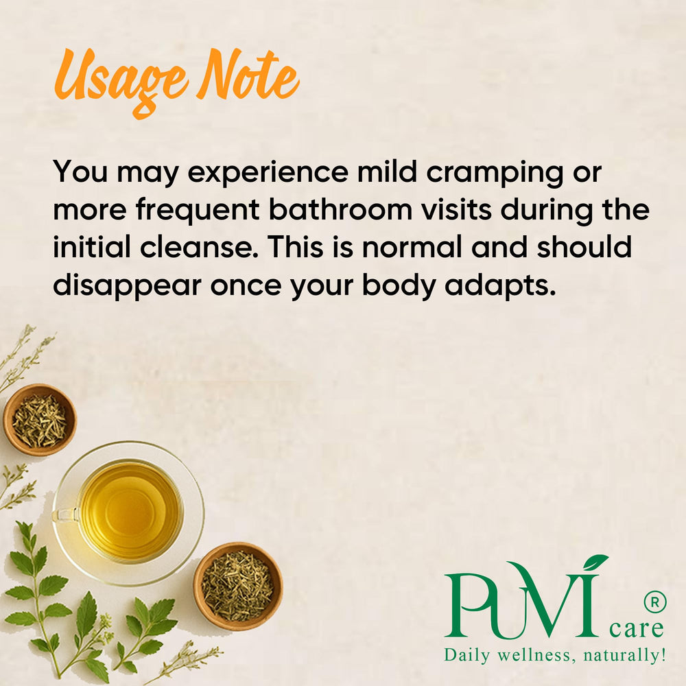 PUVI Care tea being poured into a mug, easy to enjoy anytime