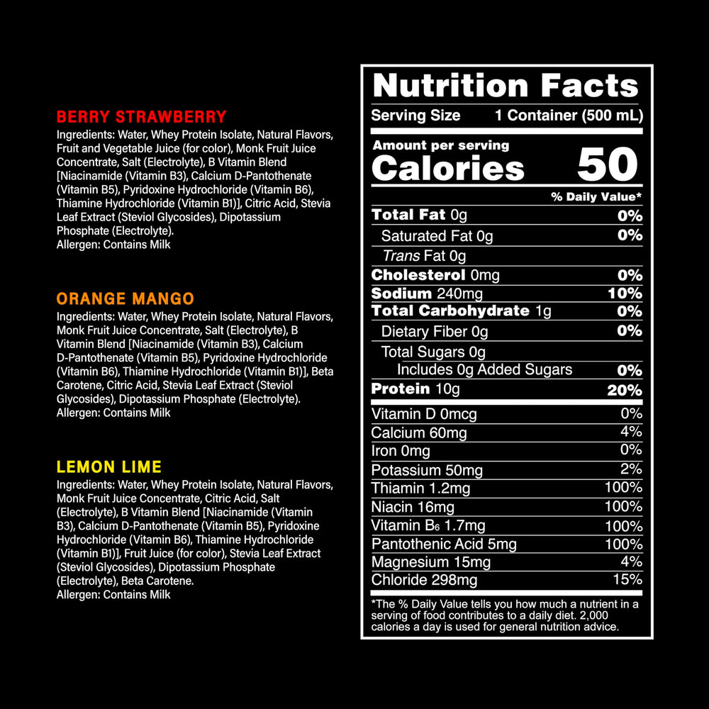 PWR LIFT whey water sports drink pour captures energy-friendly hydration during training.