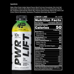 PWR LIFT lemon lime pour shows on-the-go protein in a hydrated drink.