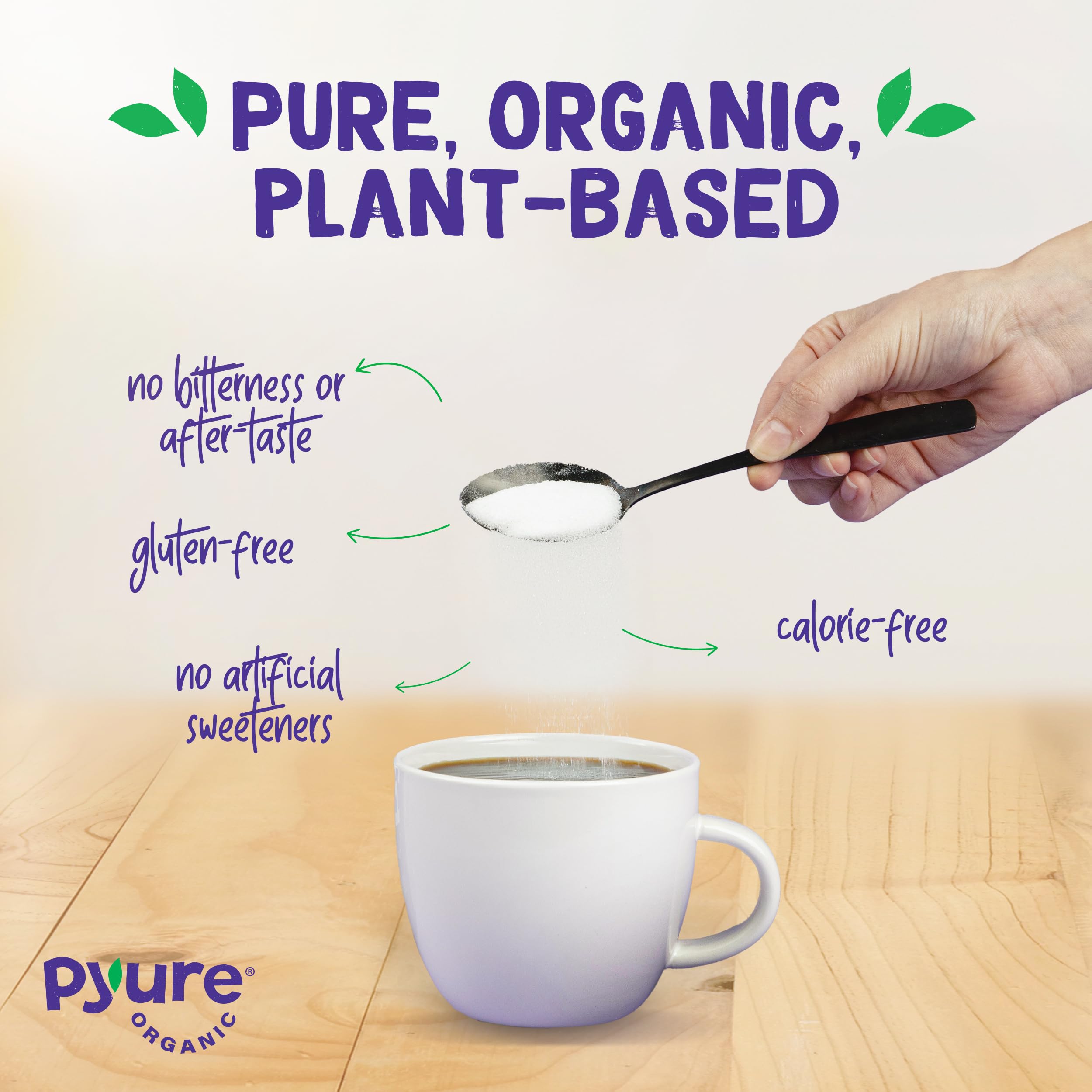 Pouring Pyure Allulose into tea, dissolves easily with no aftertaste.