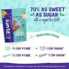 Pyure Organic Allulose on pantry shelf, keto-friendly sweetness at hand.