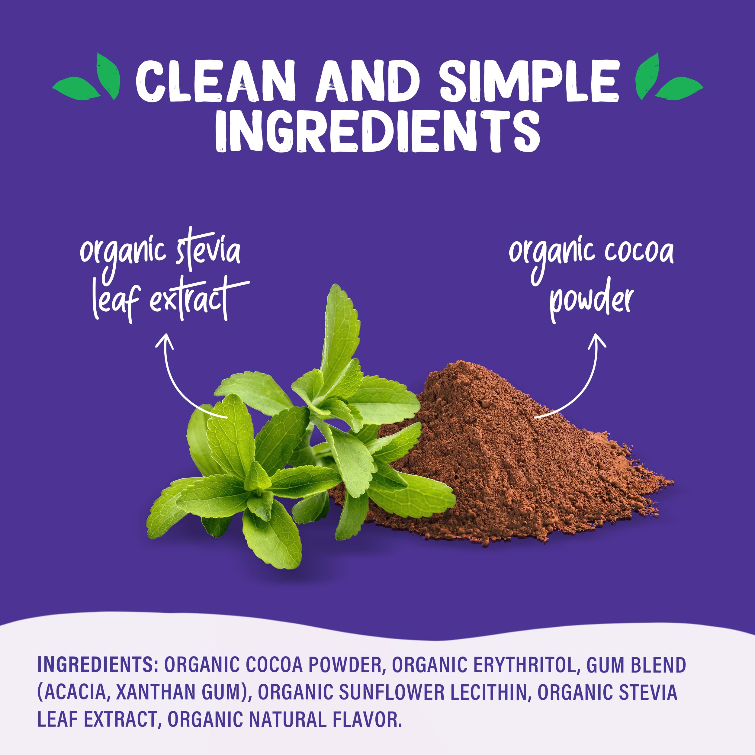 Pyure chocolate drink mix glass with plant-based milk ready to sip