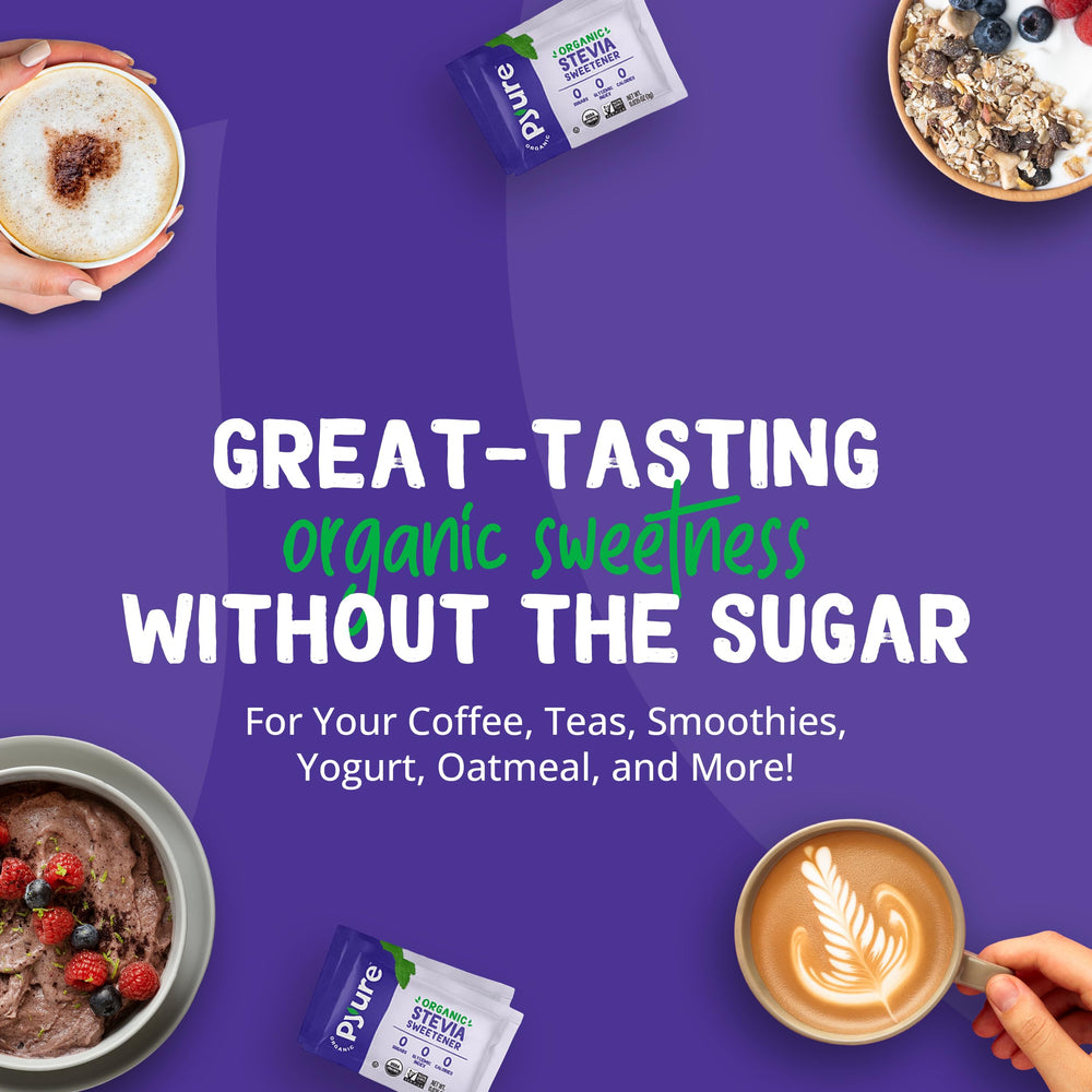 USDA Organic Pyure label highlights plant-based sweetness.