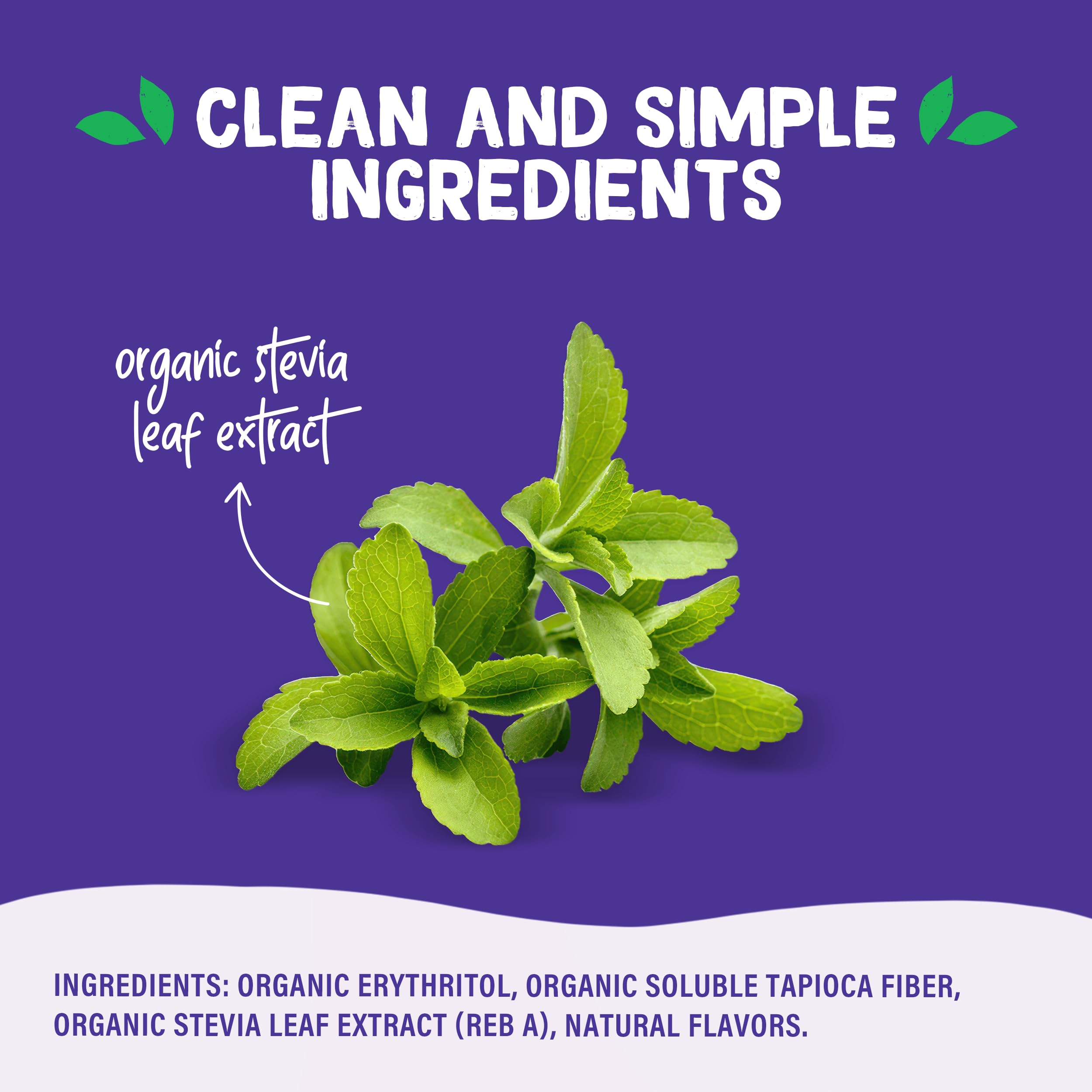 Pyure Organic Powdered Sweetener ingredients include organic stevia and erythritol.