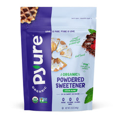 Pyure Organic Powdered Sweetener package front for baking and desserts.