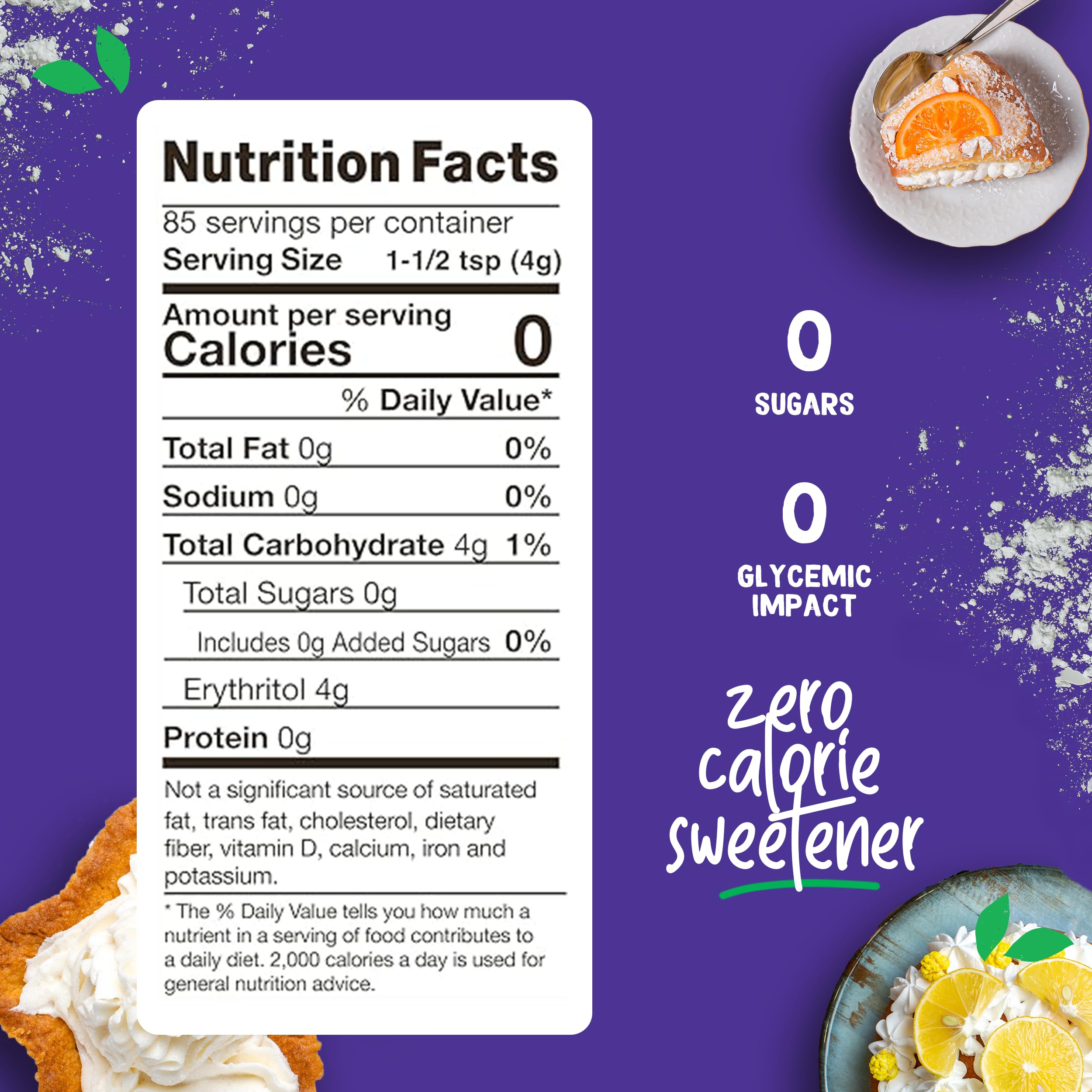 Pyure Organic Powdered Sweetener scoop-dispense showing easy frosting measurement.