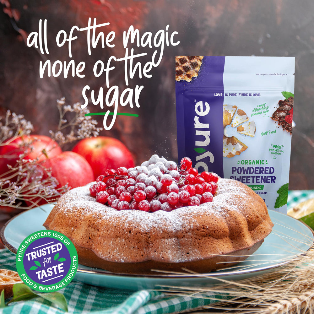 Pyure Organic Powdered Sweetener USDA Organic certification and non-GMO verification.