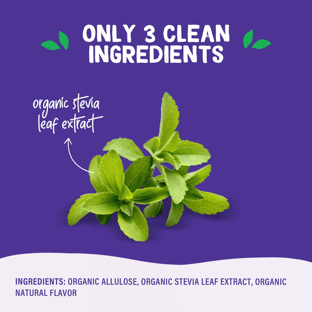 Close-up of Pyure Organic Stevia Blend label: USDA Organic and non-GMO features.
