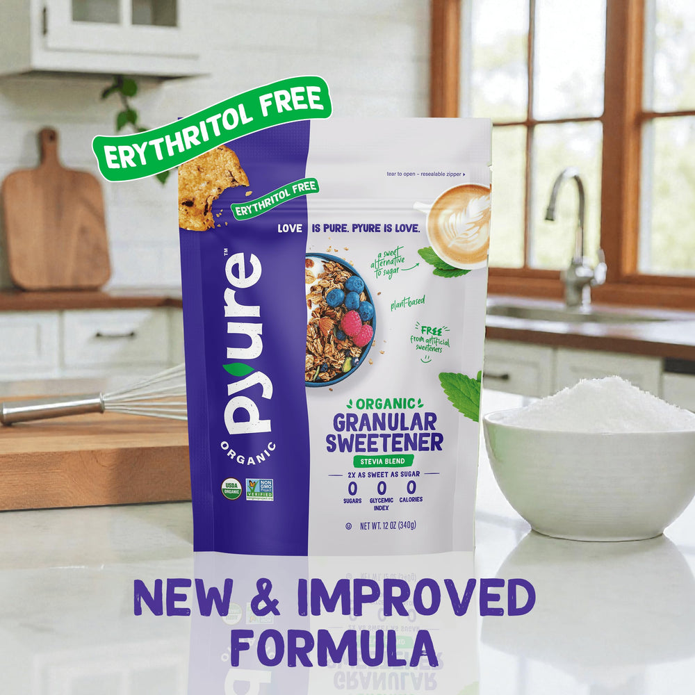 Pantry pack of Pyure Organic Stevia Blend ready for everyday sweetness.
