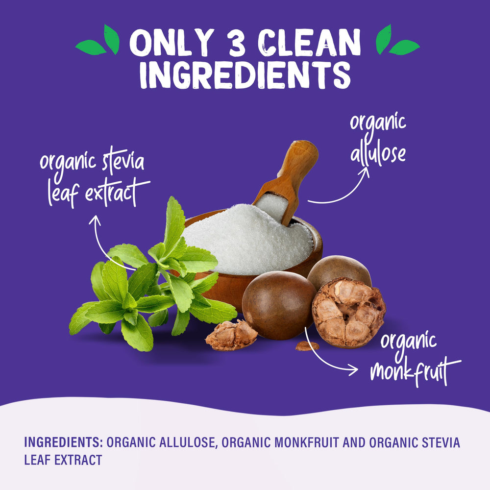 Pyure Organic Sweetener pantry shot signals keto-friendly, zero-calorie sweetness option.