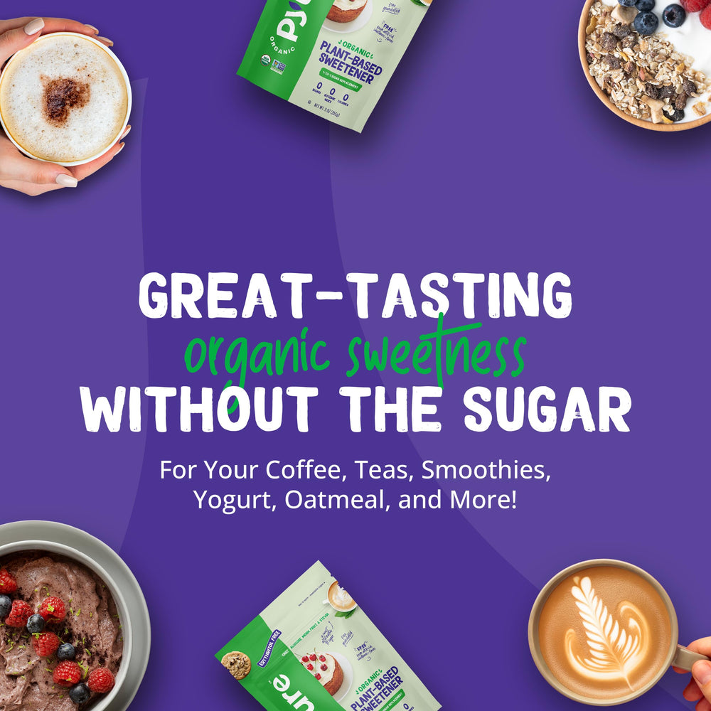 Pyure Organic Sweetener baking scene showcases sugar replacement without bitter aftertaste.