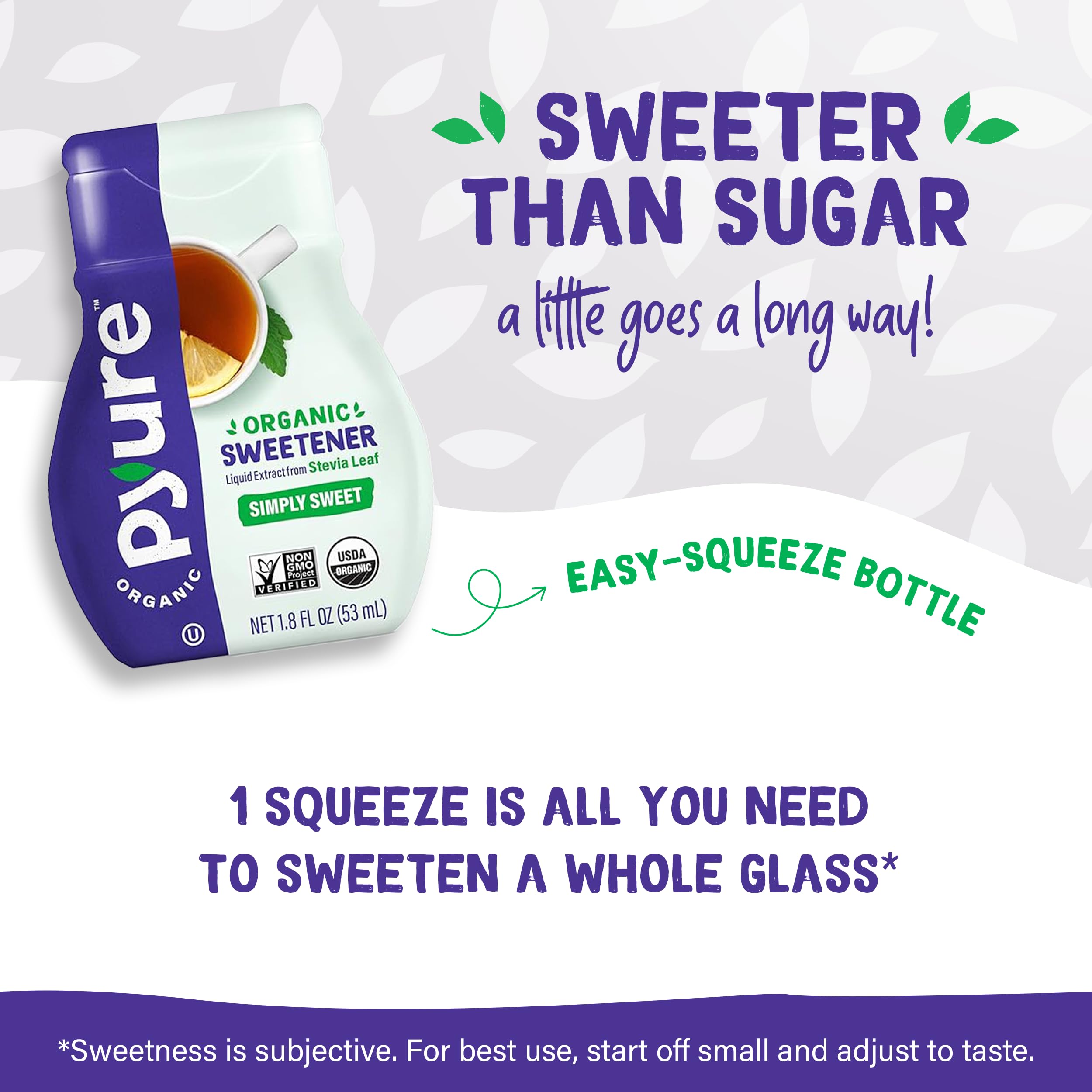 Pyure stevia sweetens coffee with zero calories and no aftertaste.