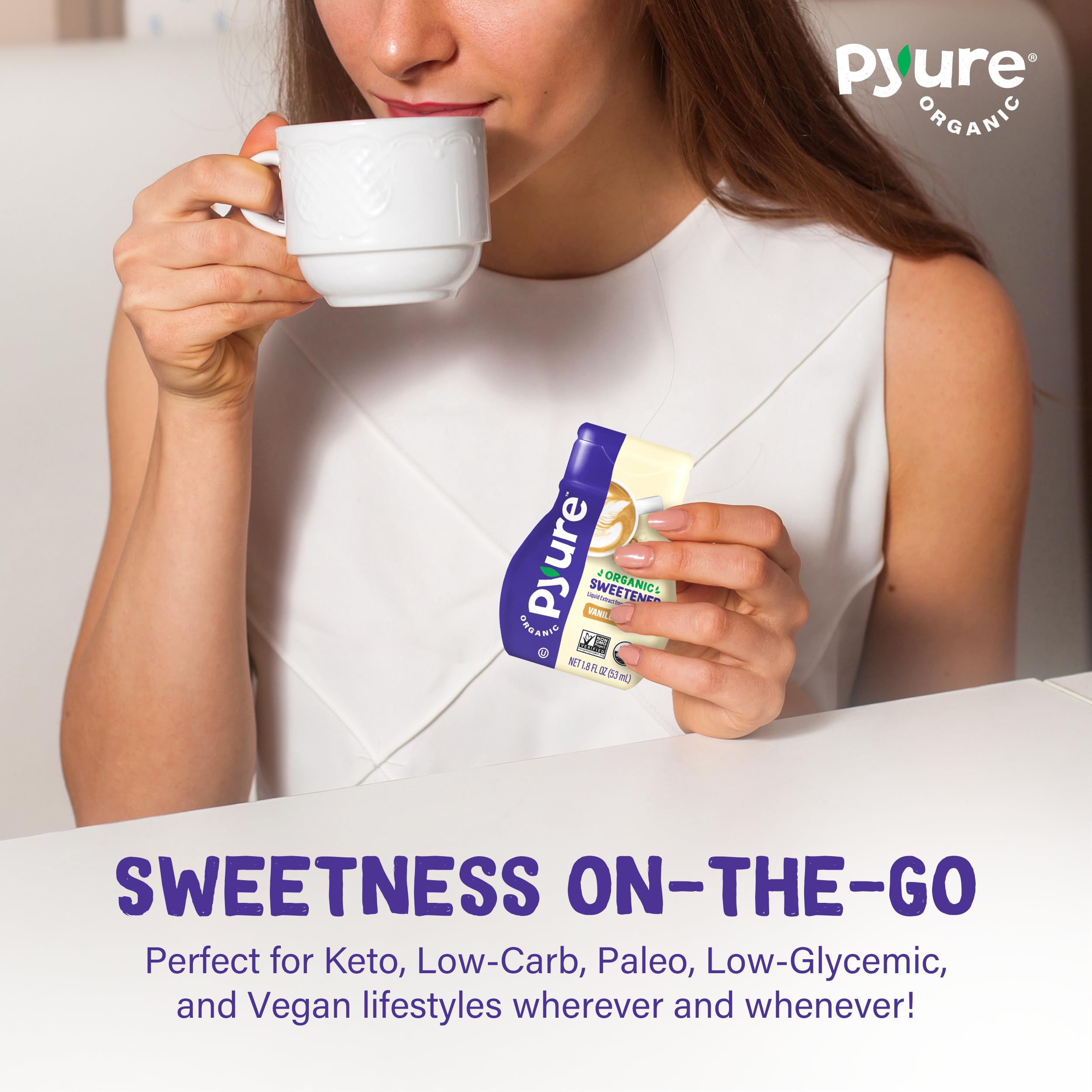 Pyure Vanilla Stevia kitchen-use bottle—zero calorie sweetener for baking.