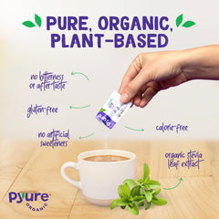 Zero calorie Pyure packets offer easy sweetness on the go.