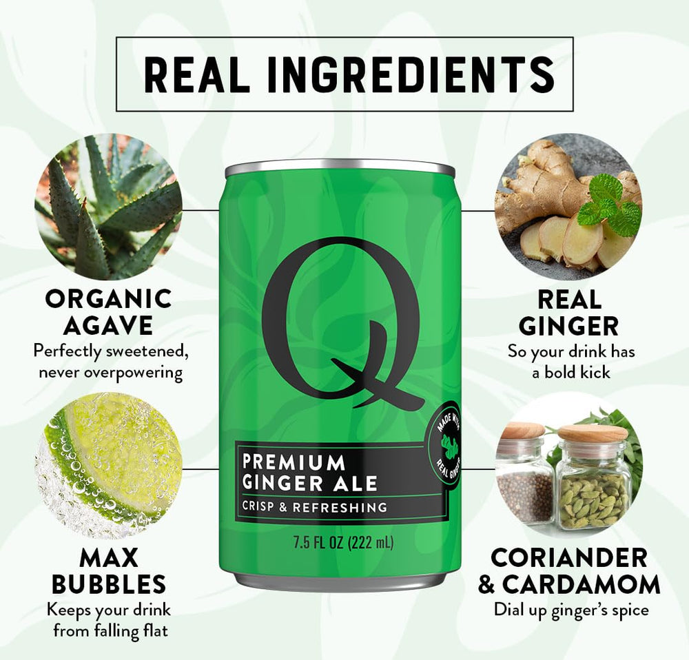 Q MIXERS Ginger Ale over ice, subtle sweetness with bright bubbles