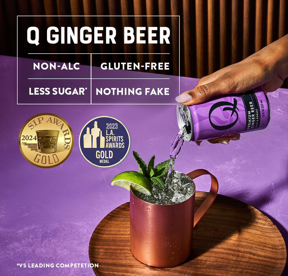 Q MIXERS ingredients label emphasizes real ginger and organic agave.