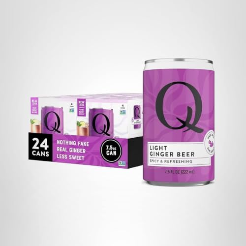 Pack of 24 cans of Q Mixers Light Ginger Beer for gatherings.
