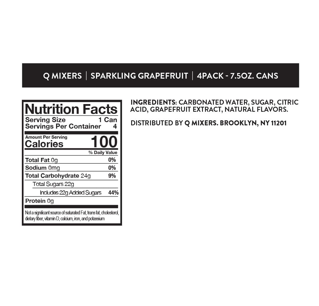 Q MIXERS Q Sparkling Grapefruit can side view highlights fizz