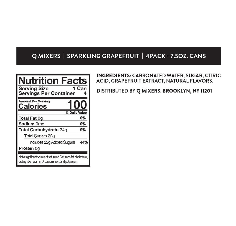 Q MIXERS Q Sparkling Grapefruit can side view highlights fizz