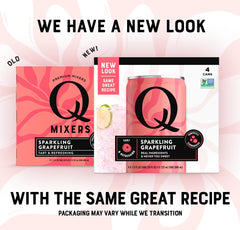 Q MIXERS real fruit ingredients graphic emphasizes natural grapefruit flavor