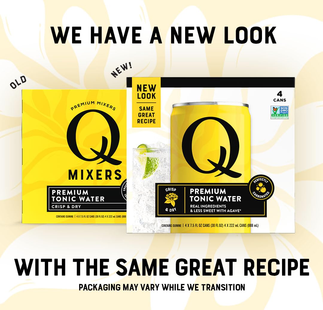 Q MIXERS tonic water with less sugar and more fizz for refreshing drinks.