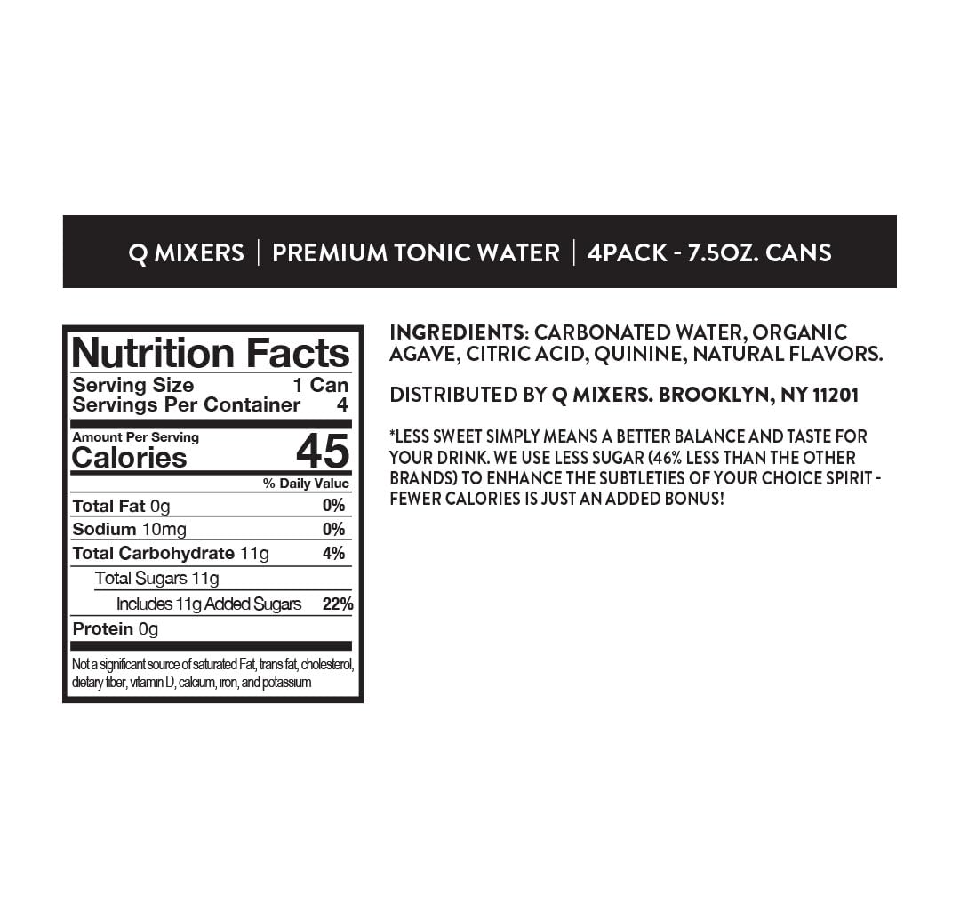 Q MIXERS tonic water with organic agave for a naturally balanced finish.