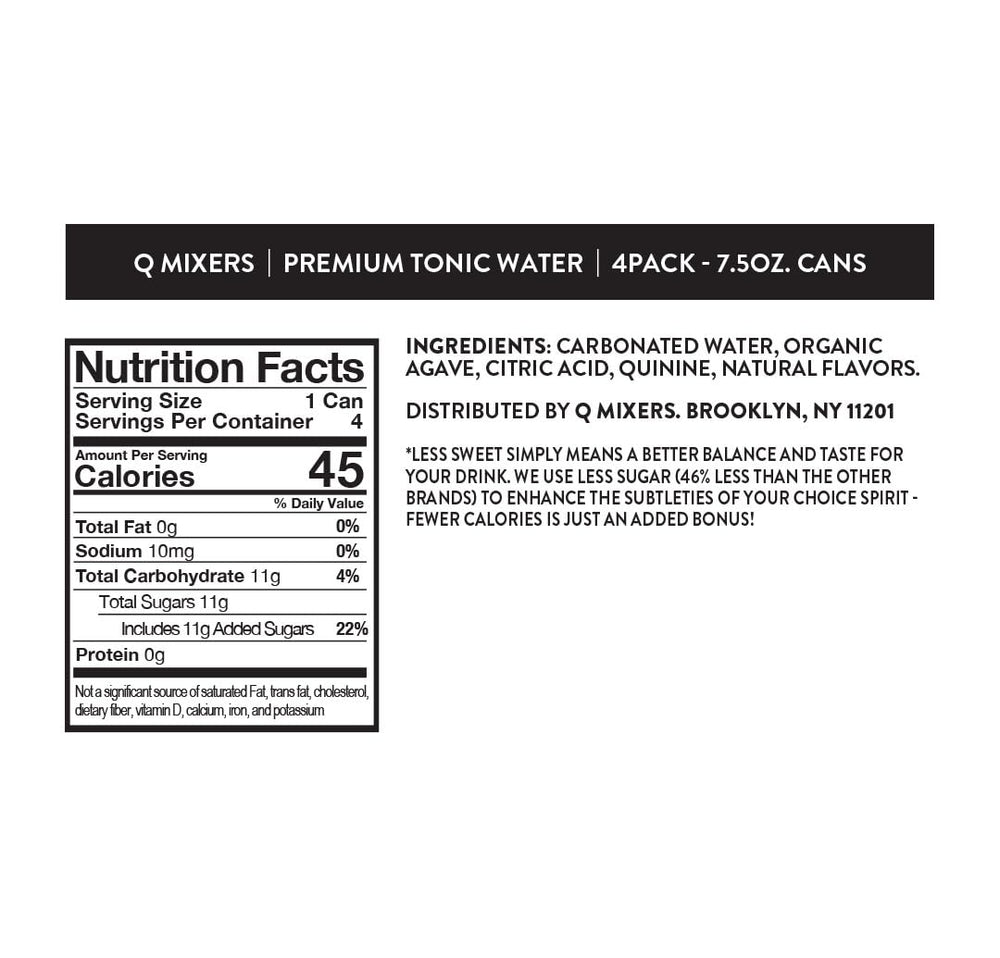 Q MIXERS tonic water with organic agave for a naturally balanced finish.